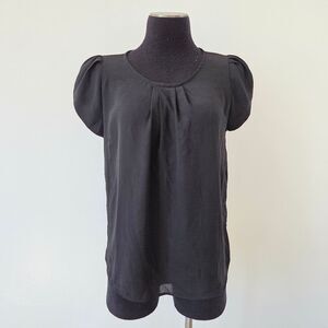 Haute Monde Black Blouse Top Flutter Coquette Whimsygoth Preppy Office Siren L